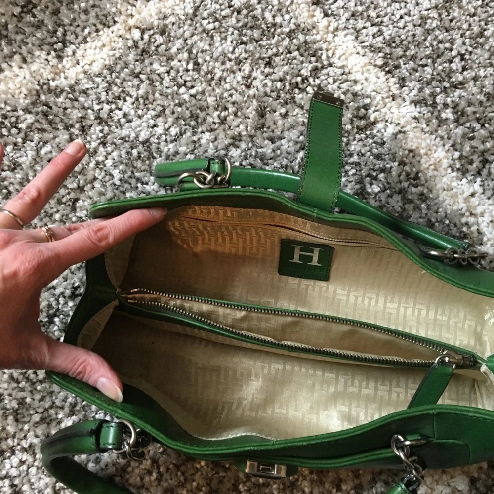 Vintage Tommy Hilfiger Green Leather Satchel